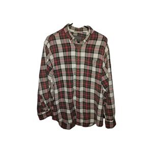 Vtg David Taylor Mens XL Shirt Plaid Red Green White Flannel 90s‎ 100% Cotton